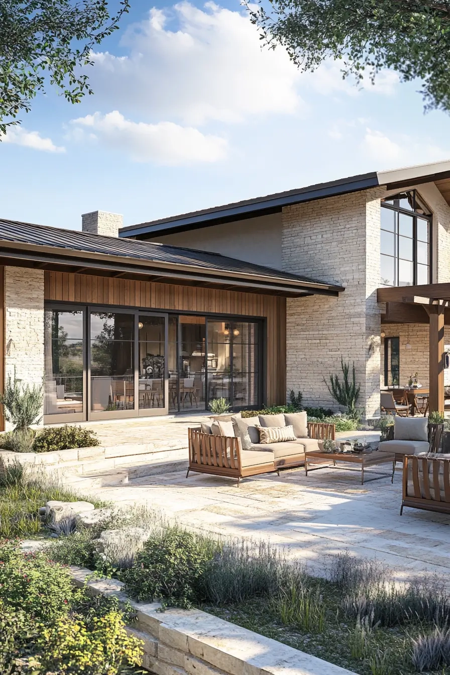 42 Modern Ranch Houses You’ll Want To Call Home | Viva for Concrete and Wood Fusion Ideas for a Modern Urban Backyard in 2026