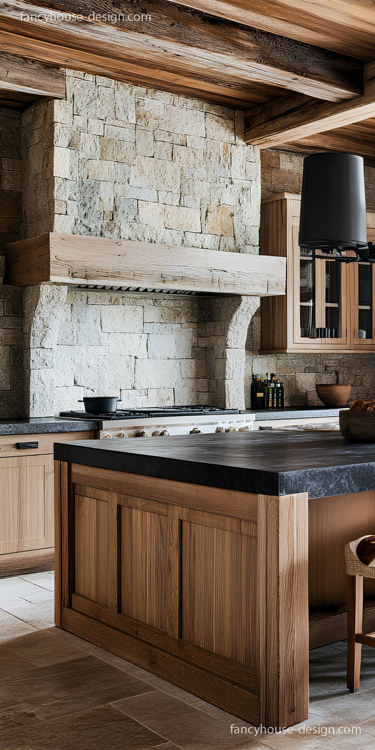 A Cozy Rustic Kitchen Combines Warmth With A Sleek Layout. | Cabin ... in Rustic Kitchen Design