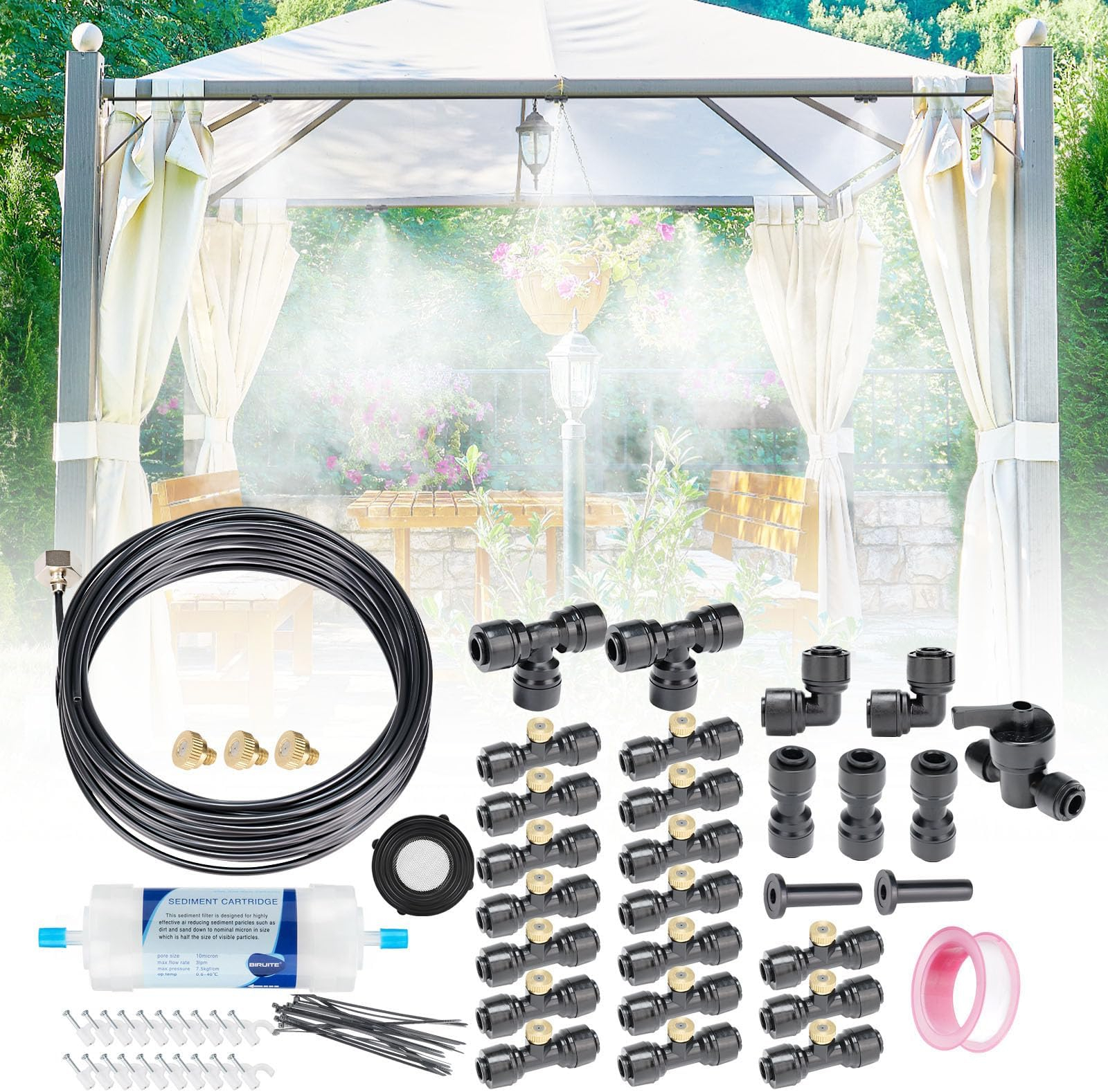 Amazon.com: Misty Mate 16020 Cool Patio Misting System, 20 Feet, Gray ... within Outdoor Misting Design