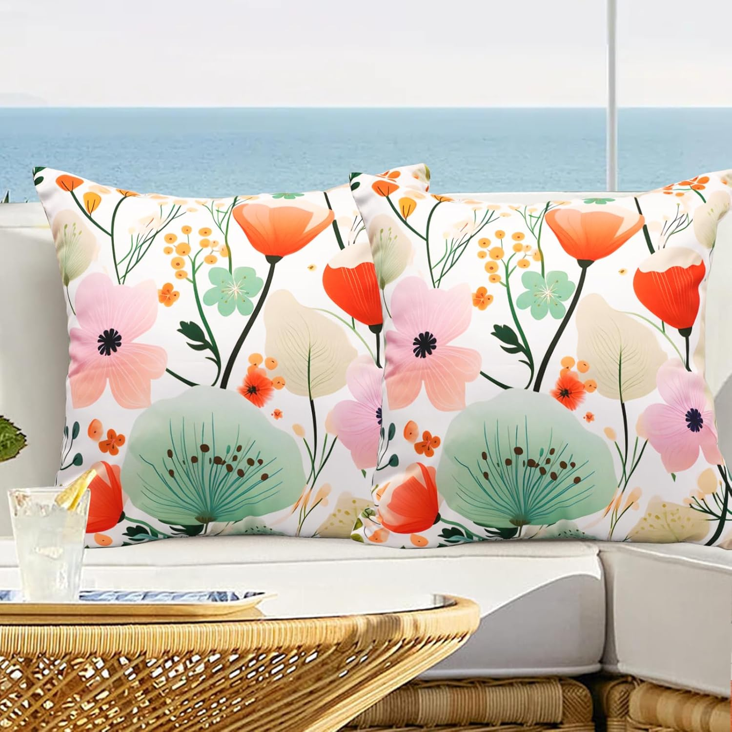 Amazon.com: Virexen Floral Outdoor Throw Pillow Covers 18X18 Waterproof ... intended for How to Choose Outdoor Pillows That Actually Survive the 2026 Summer