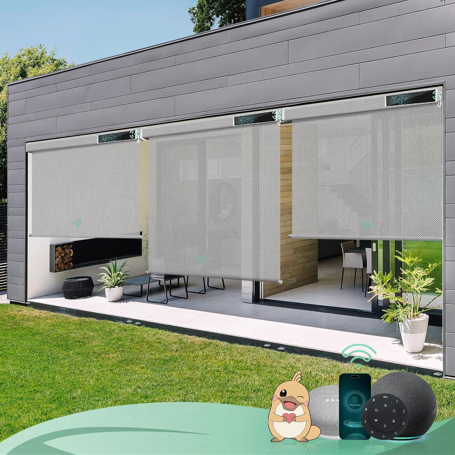 Amazon.com: Yoolax Motorized Outdoor Shades Smart Retractable Patio ... in Outdoor Screen Design