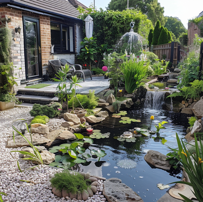 Building A Waterfall Pond Yard with Pond Design