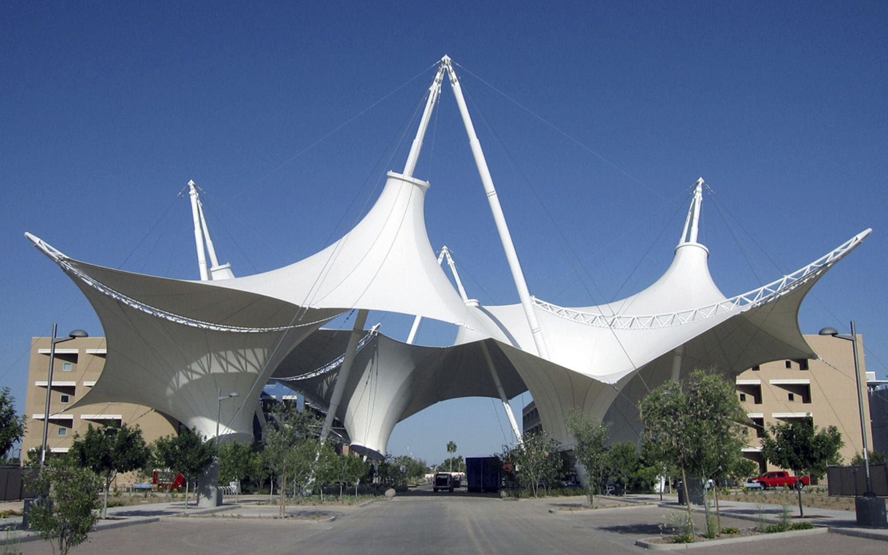 Cable-And-Membrane Tensile Structure - Mast-Supported Tensile ... intended for Fabric Structure Design