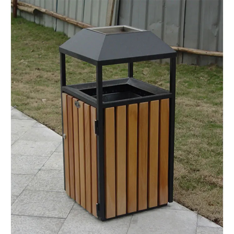 Factory Wholesale Wood Outdoor Ashtray Trash Bin Garden Decorative Big ... with regard to Outdoor Bin Design