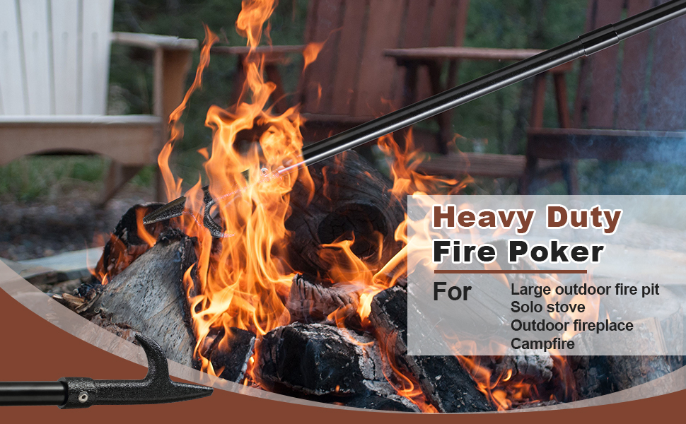 Fire Poker, 32 Inches Long Fire Pit Poker, Portable Heavy Duty ... pertaining to What Blacksmiths Wish You Knew About Balance and Heat Resistance in Poker Design