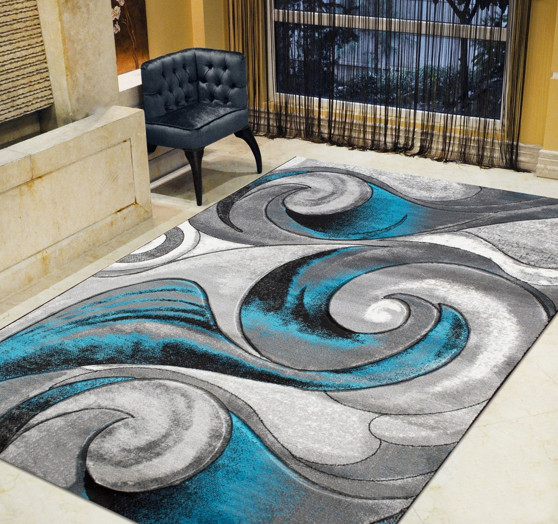 Handcraft Rugs-Swirls Abstract Design Modern Contemporary Hand Carved ... in Abstract Rug Design