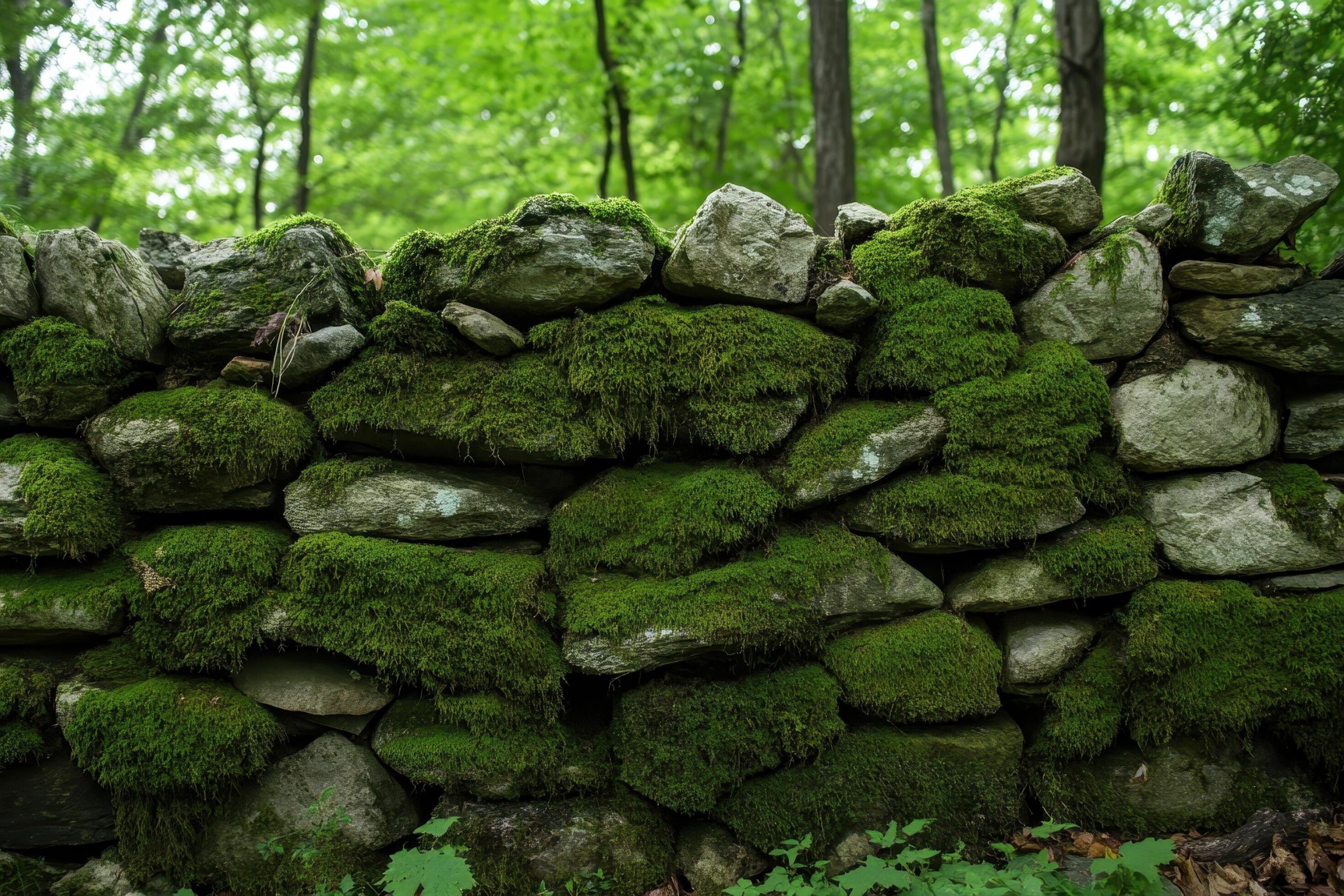 Moss-Covered Stone Wall In A Lush Forest 50533339 Stock Photo At Vecteezy with regard to Mixing Moss with Stone and Wood for Natural Outdoor Wall Features