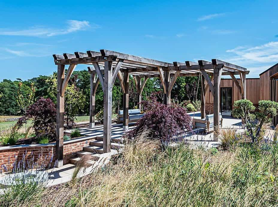 Oak Pergolas Wales | Bespoke Oak Pergola With Roof | Foxtail Oak for Integrating Smart Technology and Automation Into Traditional Wood Pergola Designs