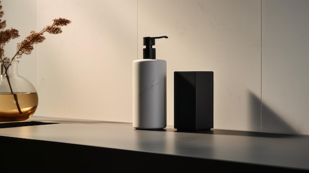Premium Photo | Minimalist Black Vase And Soap Dispenser Industrial ... inside Soap Dispenser Design