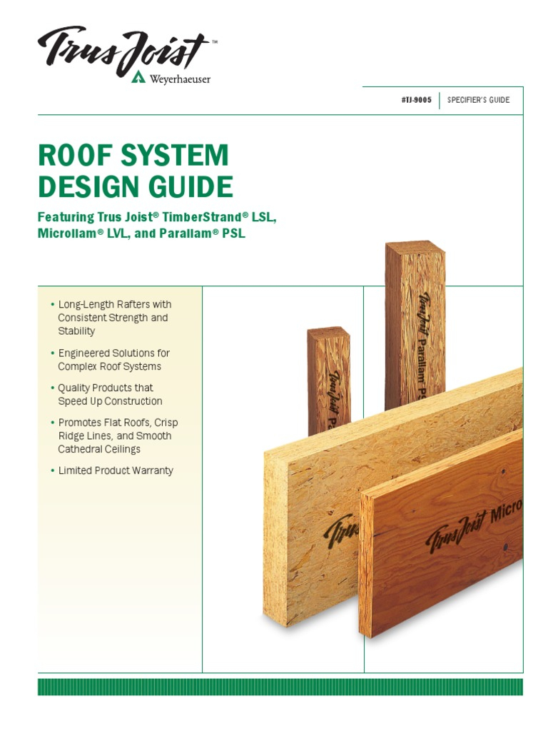 Roof System Design Guide: Featuring Trus Joist Timberstrand Lsl ... for Psl Beam Design