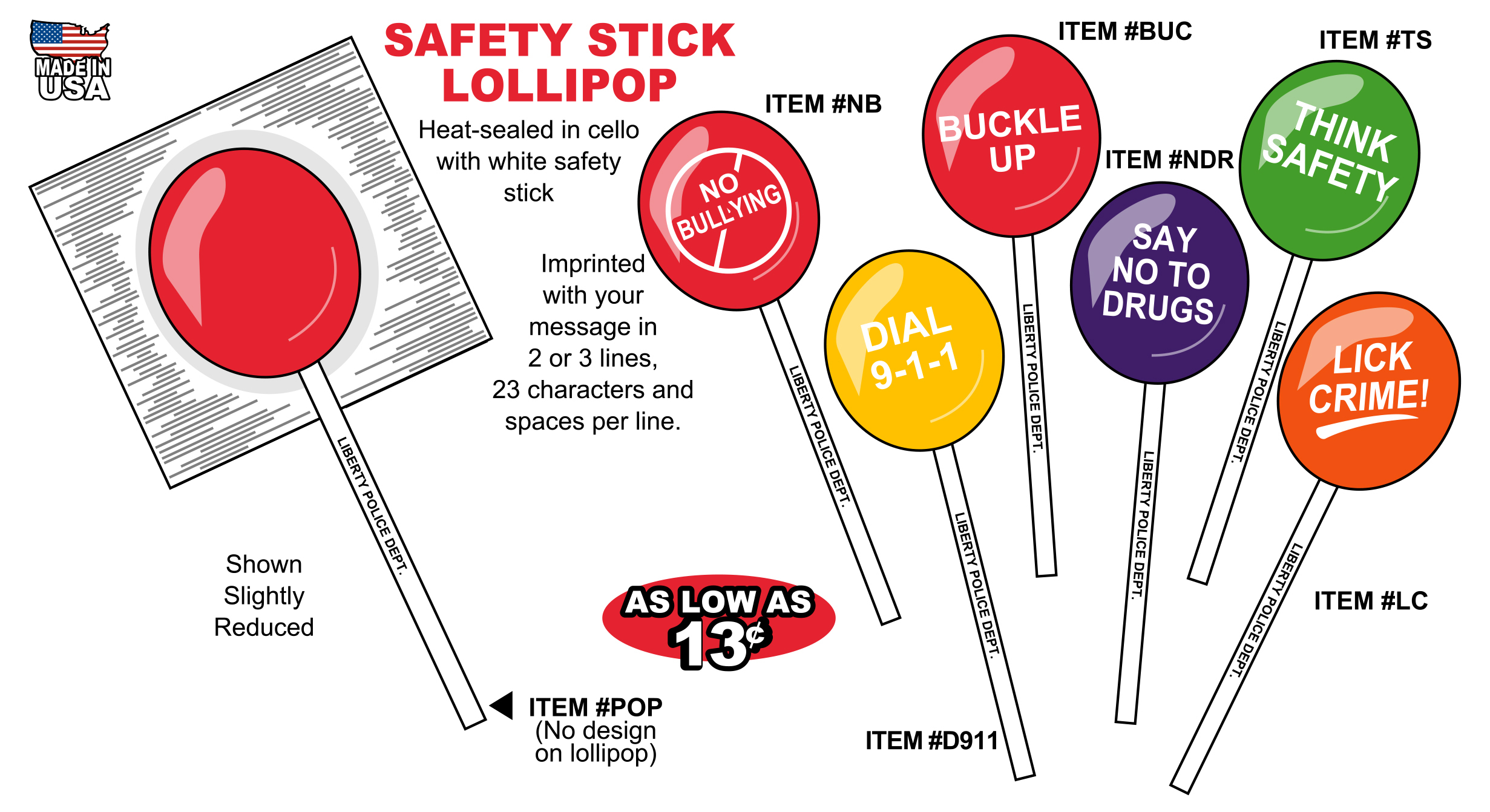 Safety Stick Lollipops - Police (Custom) - Police Products intended for Beyond the Lollipop Pattern for Safer and More Connected Neighborhoods