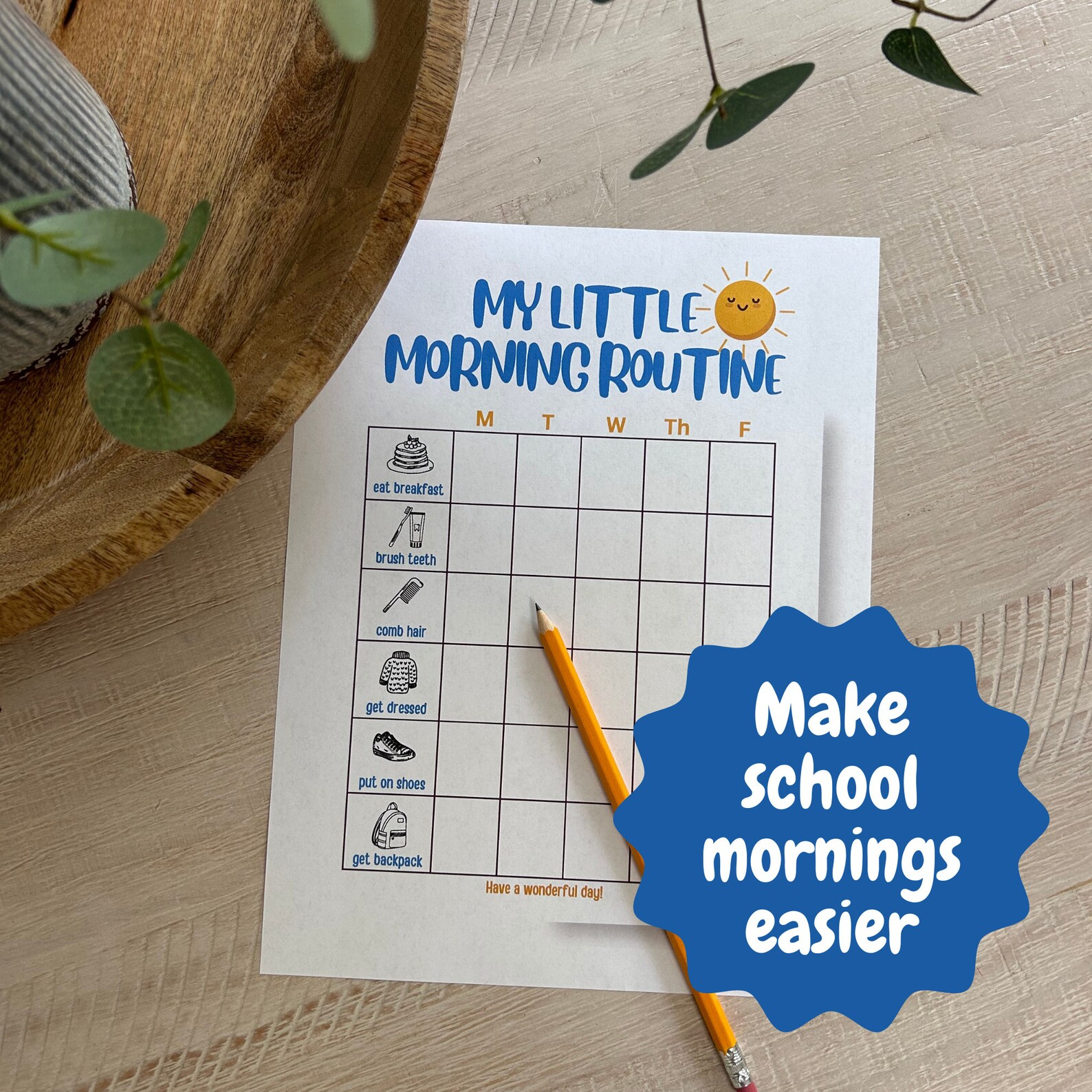 Simple Children's Morning Routine Checklist Printable - Make School ... within Creative Ways to Make Morning Routines Easier for Little Ones