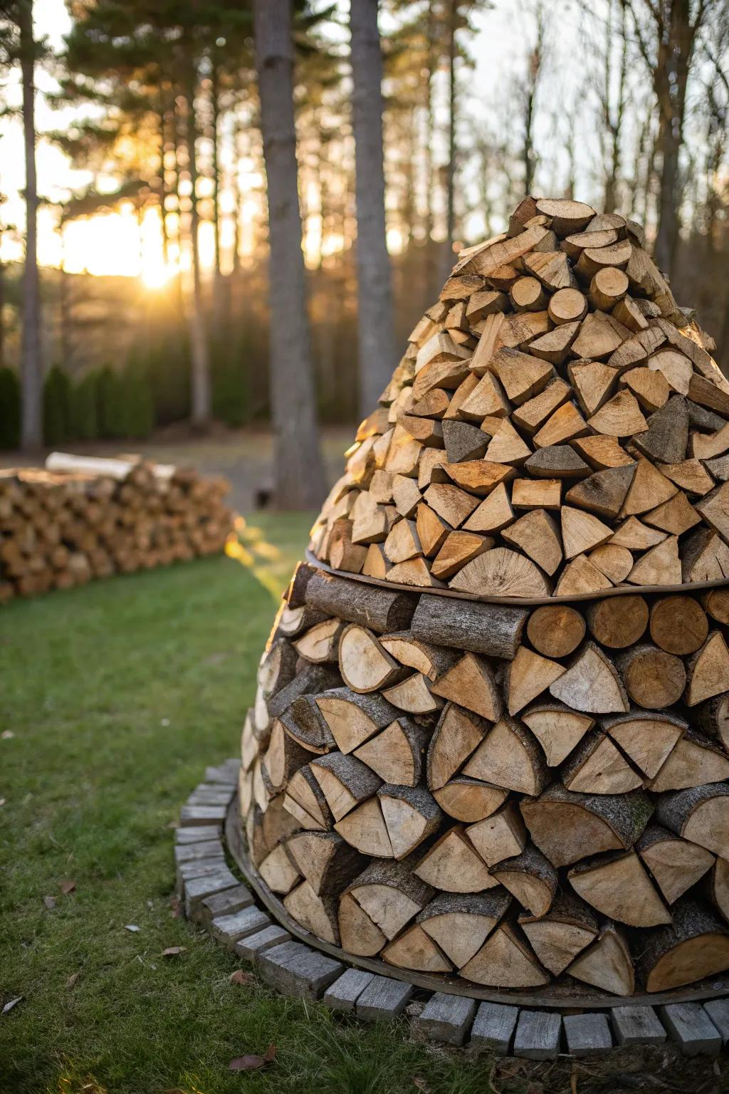 15+ Creative Ways To Stack Firewood At Home for Outdoor Fire Log Design