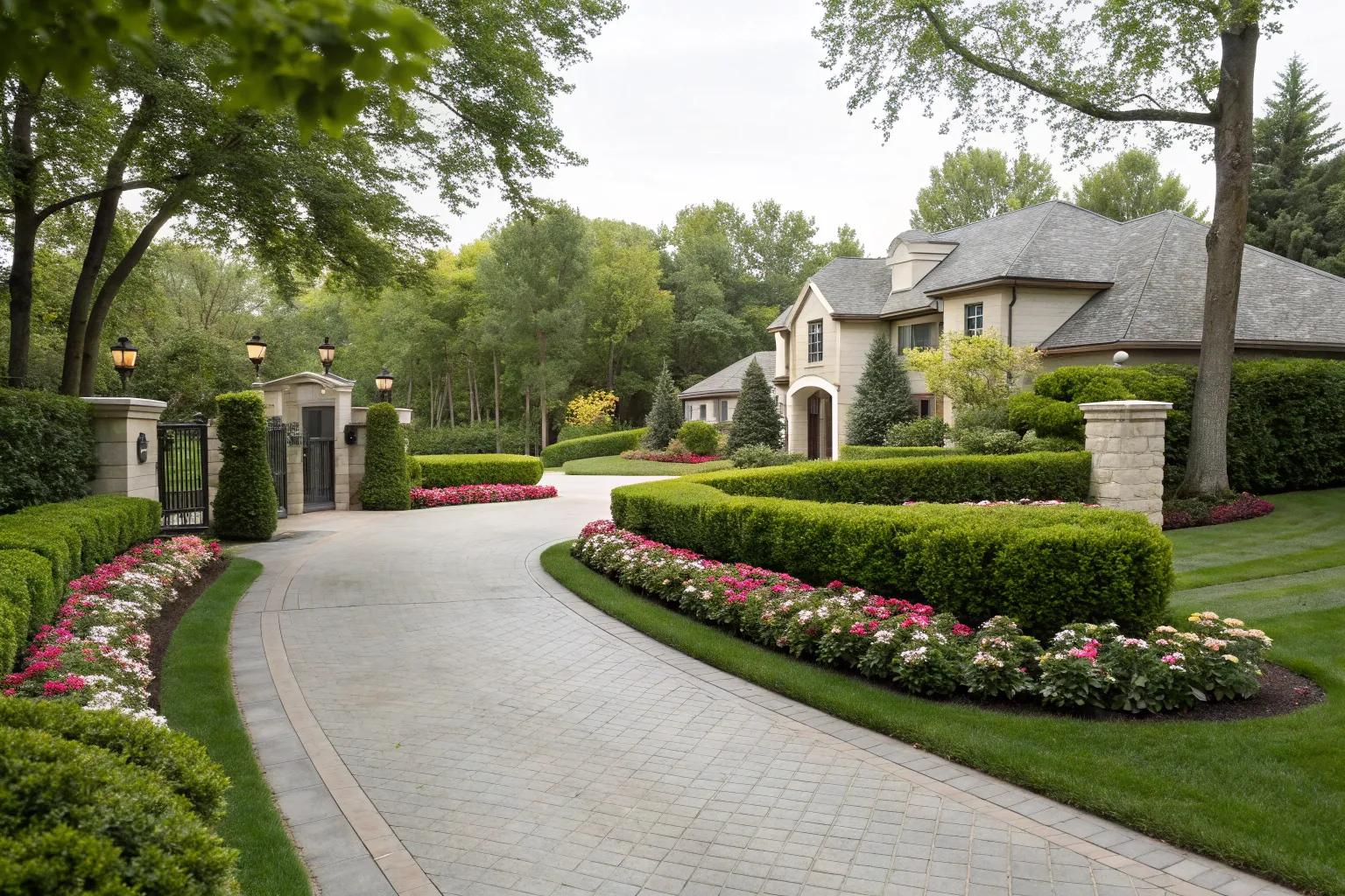 Designing an entrance that balances heavy vehicle use with striking curb appeal