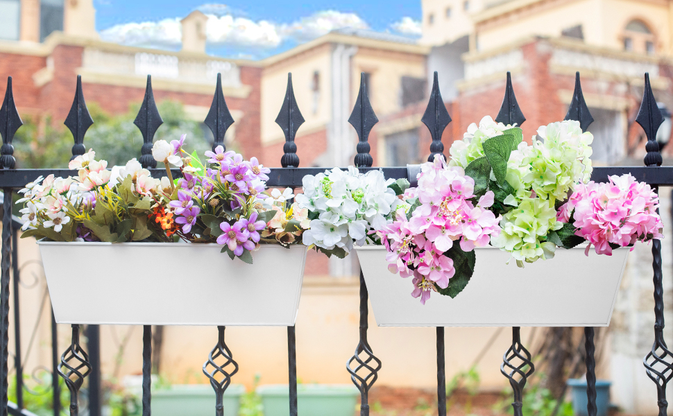 Amazon.com: Holensun Railing Planters Outdoor Balcony 16 Inch Deck Over ... intended for Essential Tips for Hanging Heavy Planters Safely on Exterior Walls