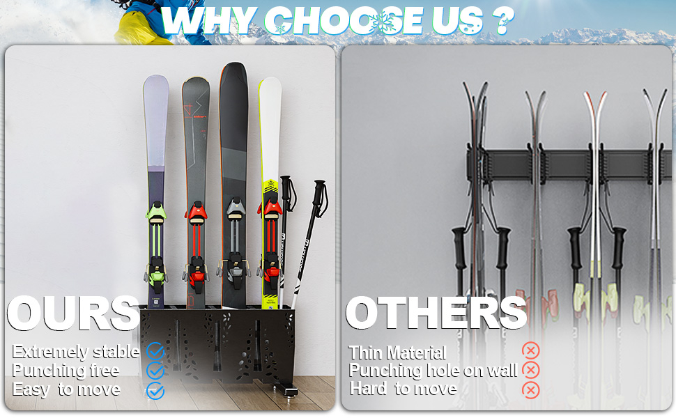 Amazon.com: Tocretoare Ski Storage Rack For Garage, 8 Pair Heavy Duty ... within Ski Chalet Design