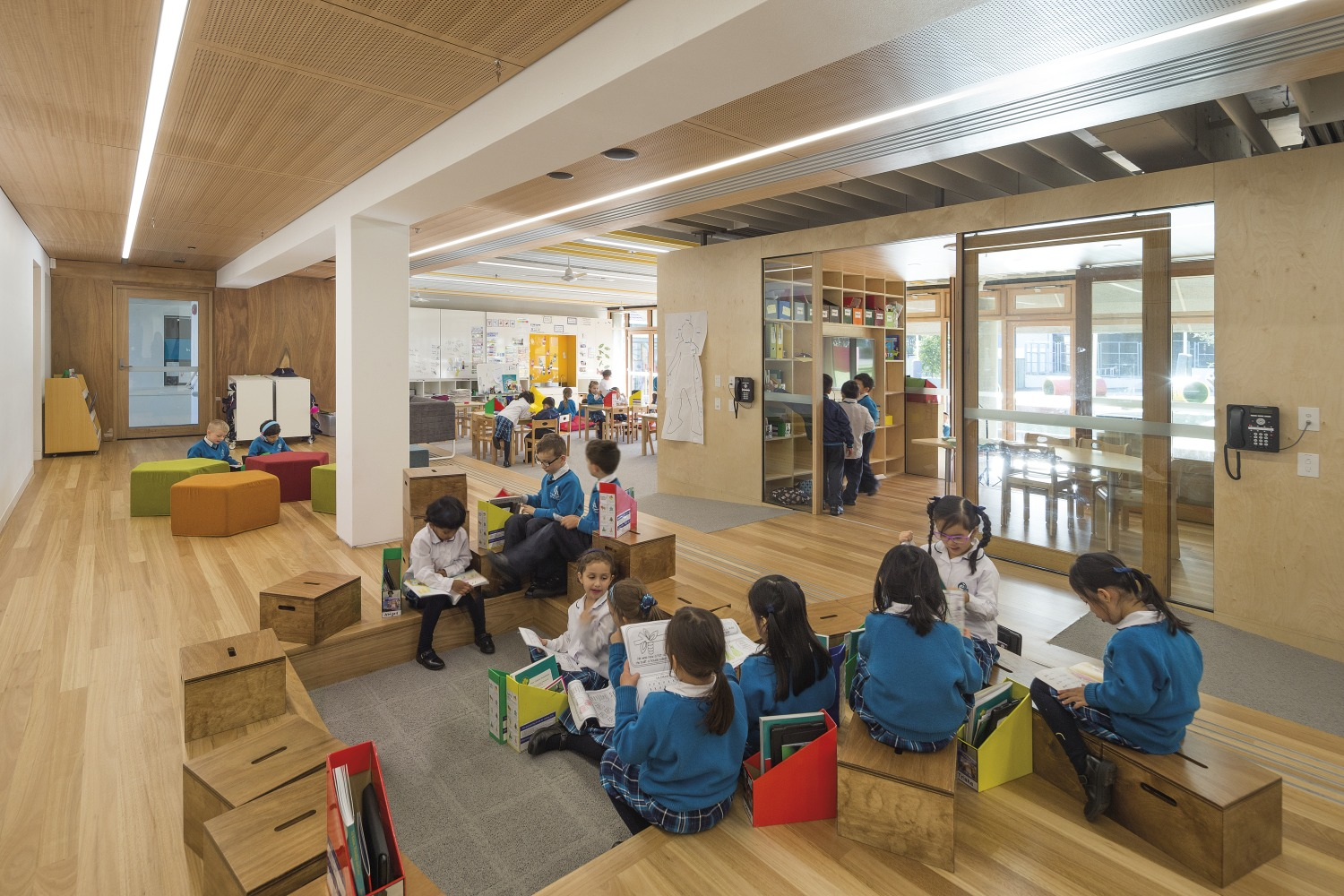 Flexible, Open Learning Spaces | Woodsolutions throughout Home School Room Design
