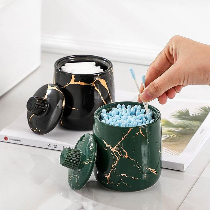 Gaolinci Marble Ceramic Q-Tip Holder For Stylish Organizing | Q Tip ... with Minimalist vs Decorative Finding the Right Q Tip Holder for Your Space