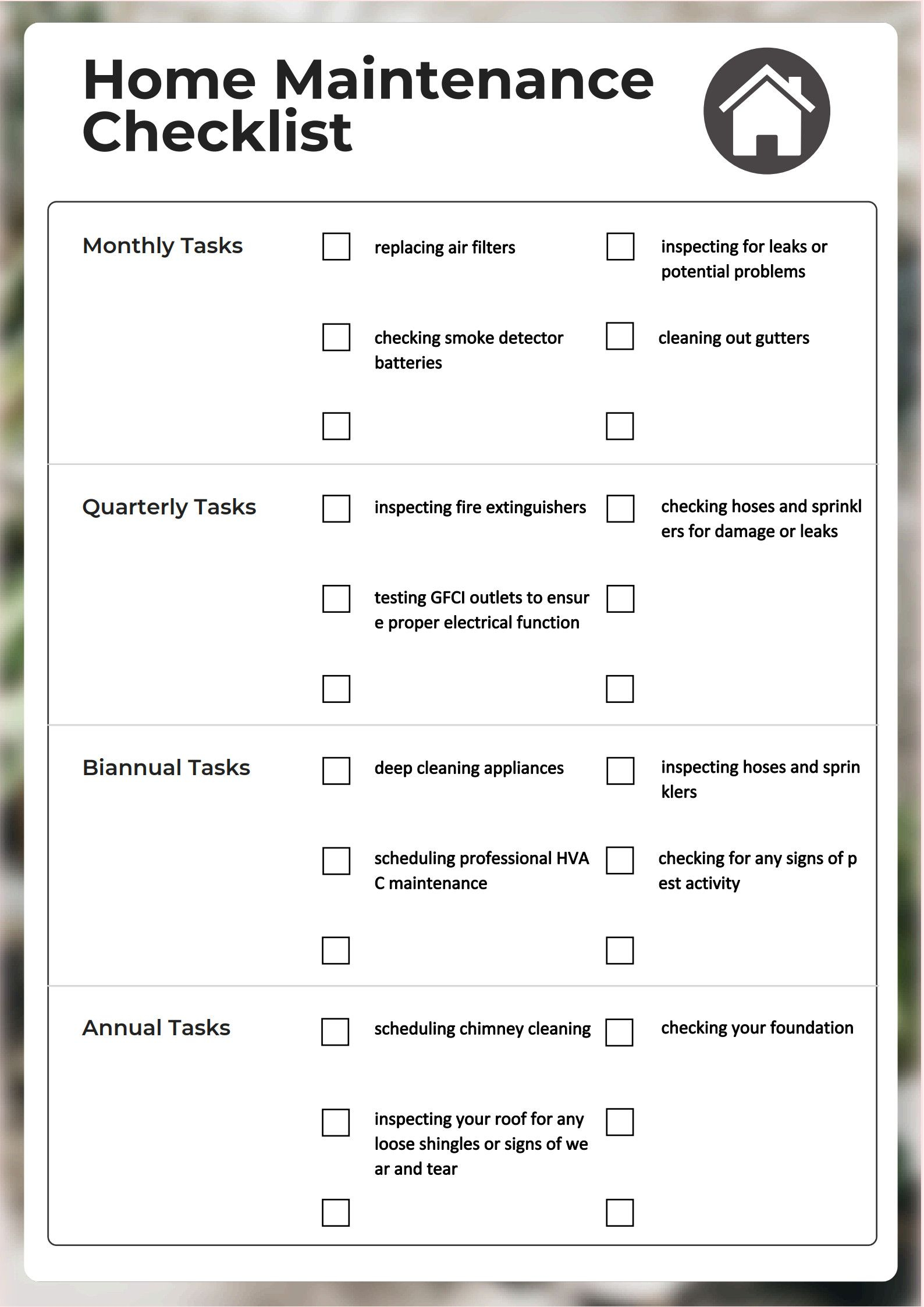 Home Maintenance Checklist Template | Pdf Agile for Why daylight scheduling and proactive maintenance checklists make the perfect walkthrough