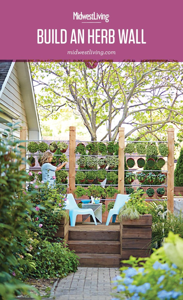 How To Build A Wall Of Potted Herbs | Vertical Herb Garden, Herb Garden ... throughout Build a Living Herb Wall That Thrives Outdoors Without Breaking the Bank