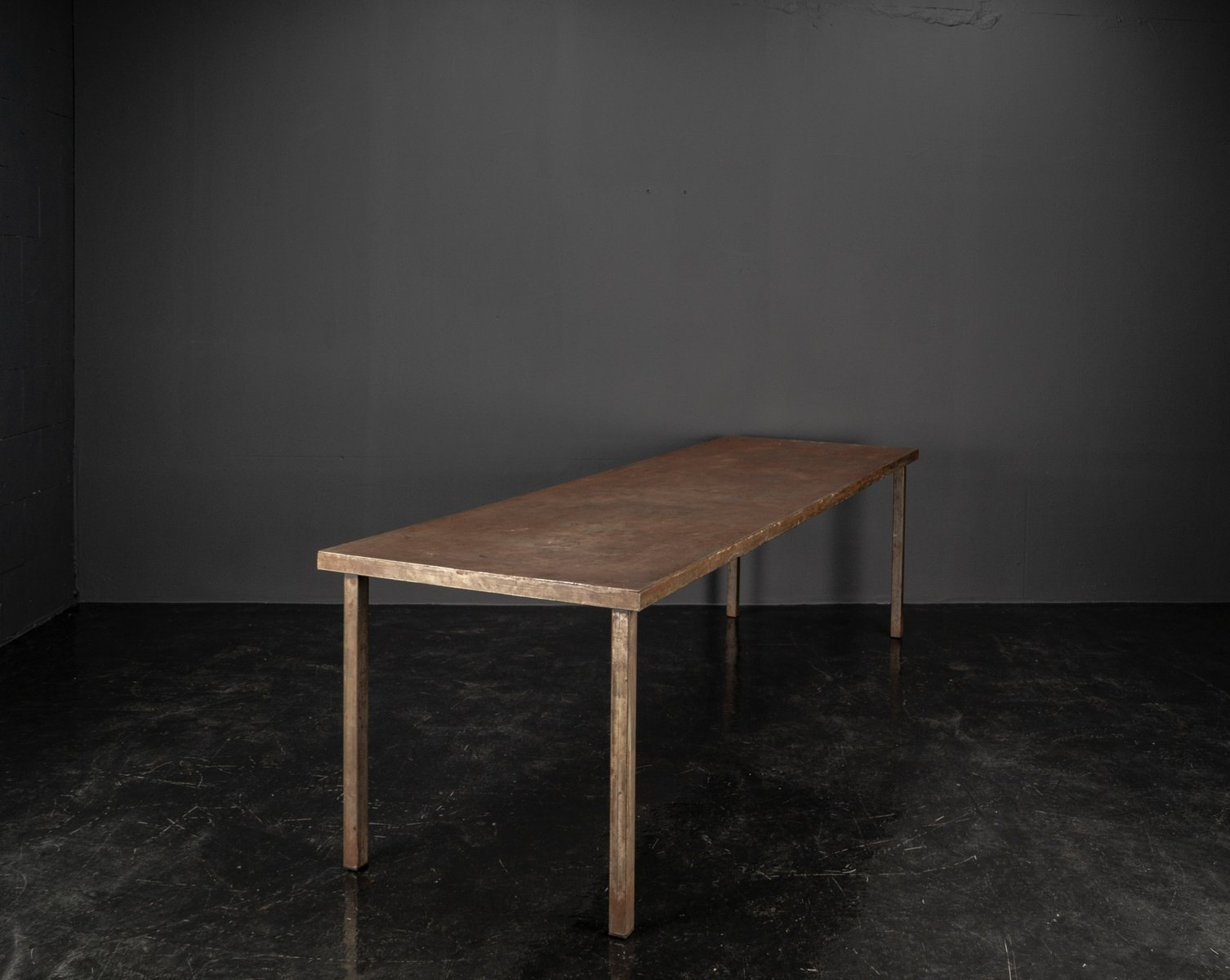 Large Industrial Handcrafted Steel Table For Sale At Pamono in Steel Light Fixture