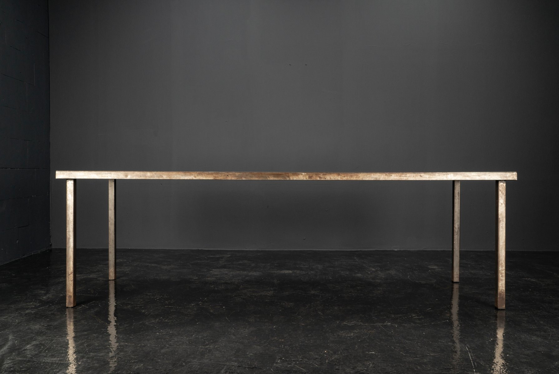 Large Industrial Handcrafted Steel Table For Sale At Pamono regarding Steel Light Fixture