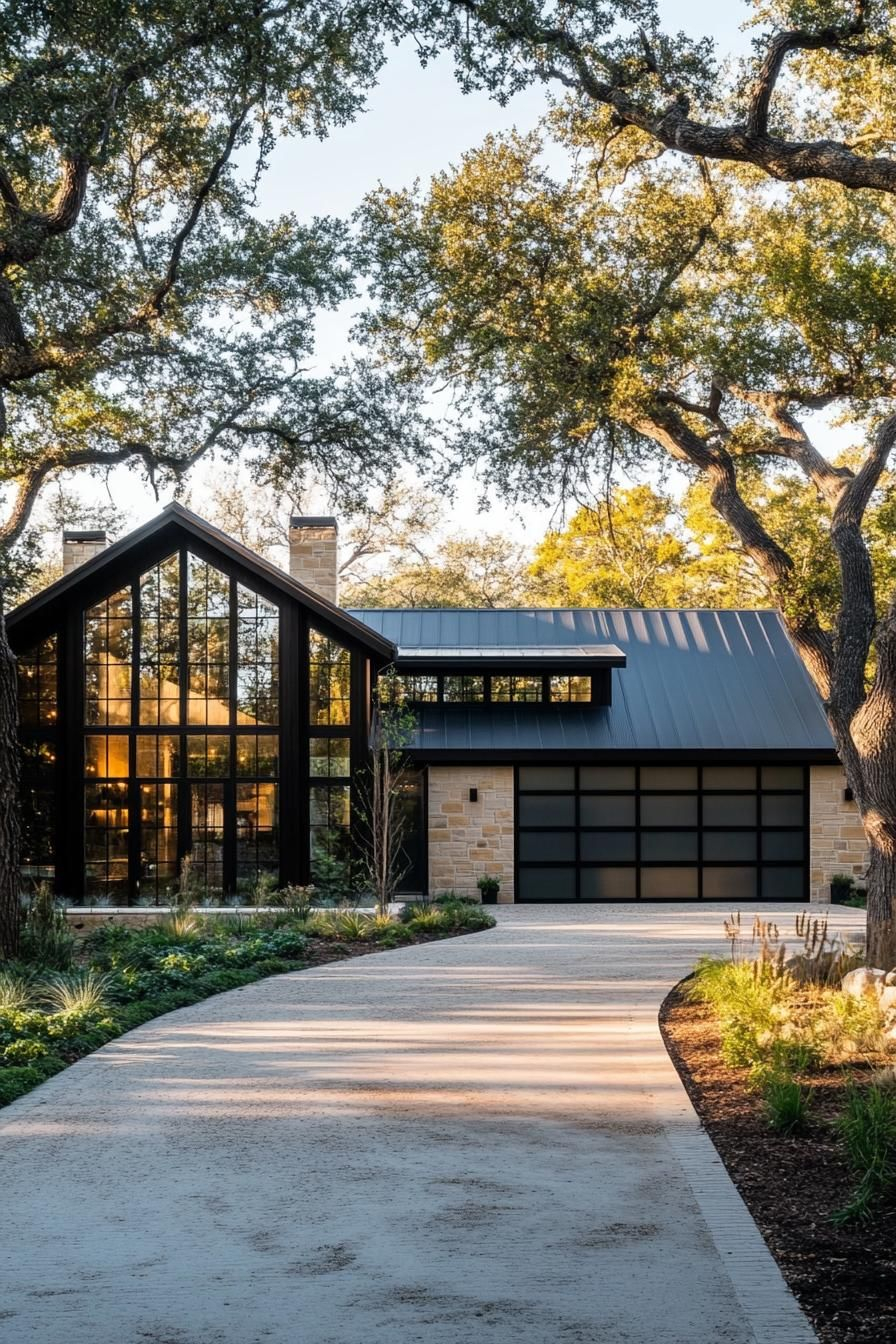 Modern Farmhouse L Shaped House With Steel And Glass Barn Style Garage ... pertaining to From ranch to modern farmhouse adapting the L-shape for any style