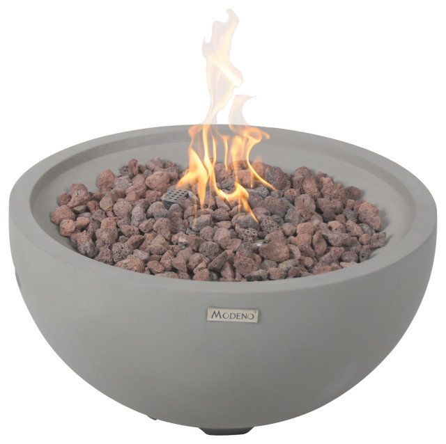 Nantucket Round Gray Concrete 27" Natural Gas Fire Bowl By Modeno ... regarding Outdoor Fire Bowl Design