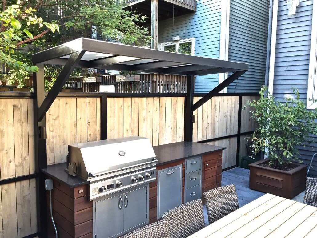 Patio With A Fireplace And A Gas Grill In Chicago. | Backyard Kitchen ... for Small Space Big Flavor Creative Outdoor Grill Ideas for Tight Patios