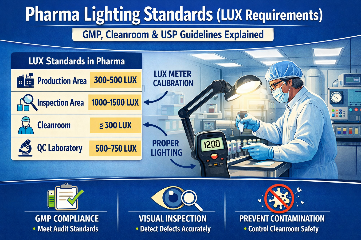 Pharma Lighting Standards (Lux Requirements): Gmp, Cleanroom &amp; Usp ... throughout How Risk Based Lighting Strategies Outperform Fixed Lux Standards
