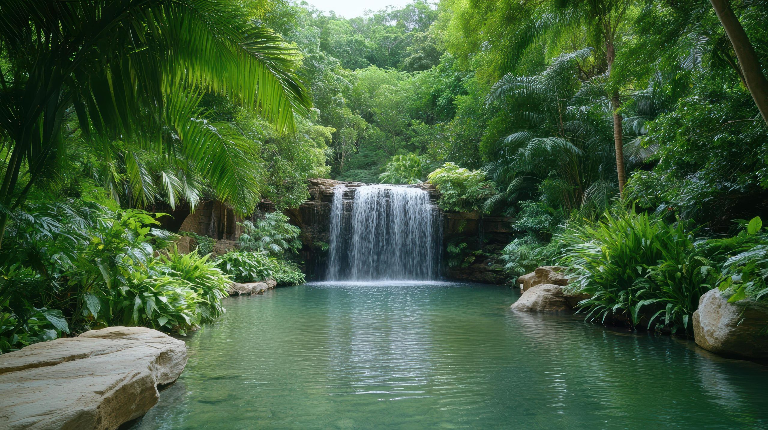 Serene Oasis Features Sparkling Waterfall Surrounded By Lush Greenery ... for Creating a Serene Oasis with Waterfalls and Native Aquatic Plants