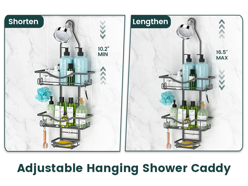 Amazon.com: Reinhardt Shower Caddy Hanging Adjustable, Extended Length ... with regard to The hidden physics behind why your shower caddy keeps falling over