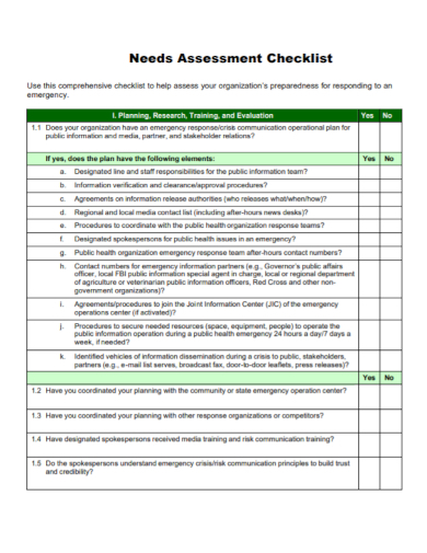 Free 10+ Needs Assessment Checklist Samples [ Community, Training ... for Beyond the Checklist Designing Needs Assessments That Actually Reveal What Your Team is Missing