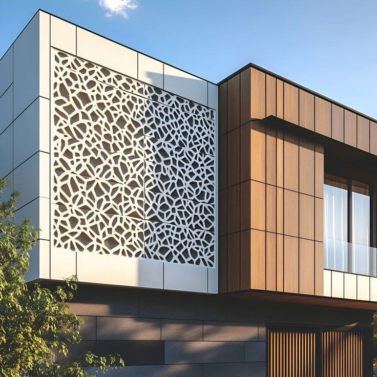 Modern Ceramic Lattice Facade With Wood Cladding For Stylish ... with The Complete Guide to Selecting the Right Lattice Work for Year-Round Architectural Style