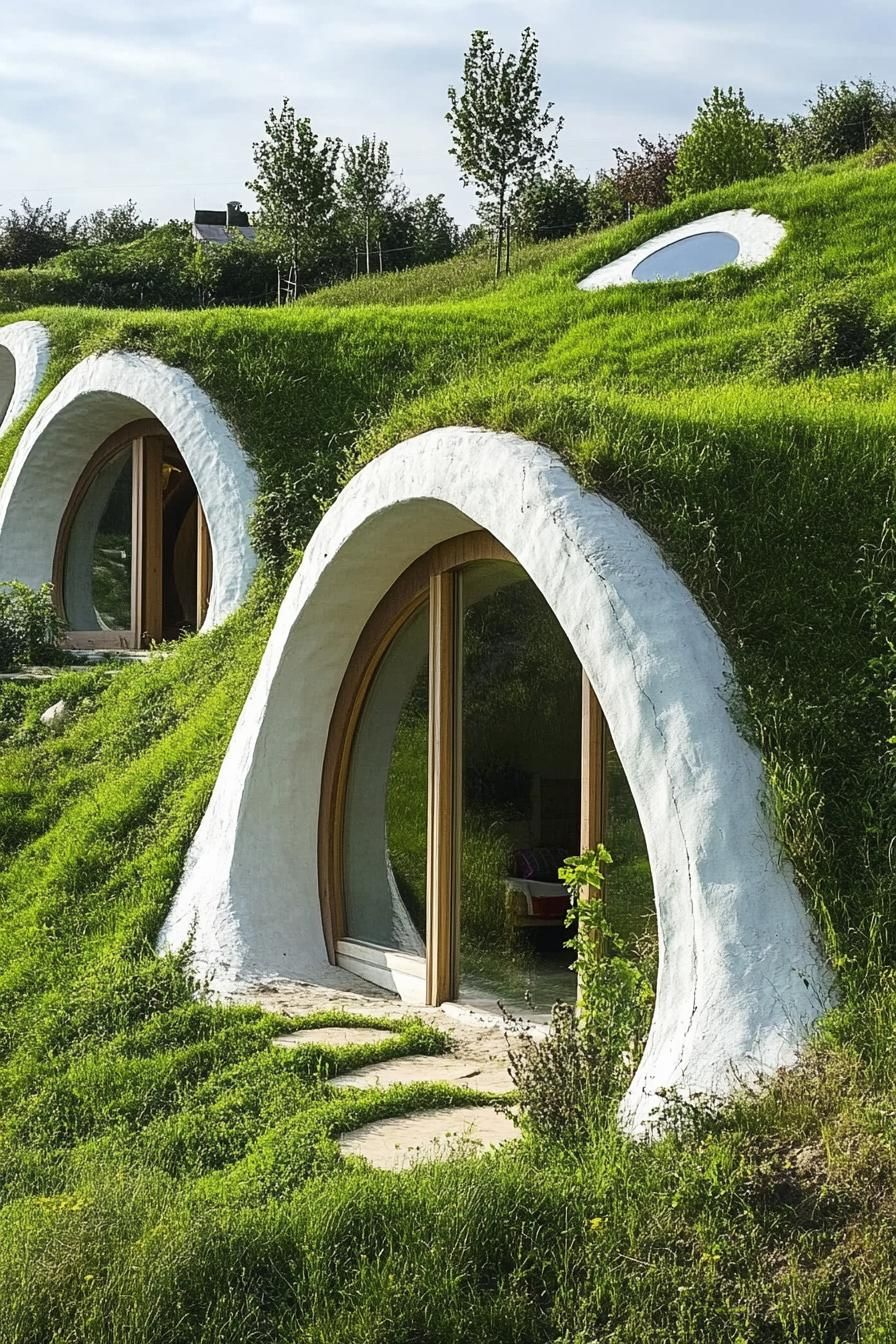 Modern Earth Sheltered Hobbit Style Molded House In A Green Valley Hill ... pertaining to Earth Sheltered Design