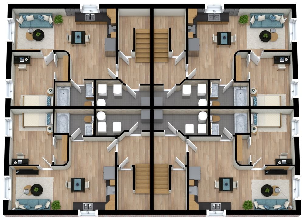 Multi-Family Home Floor Plan pertaining to Fourplex Design