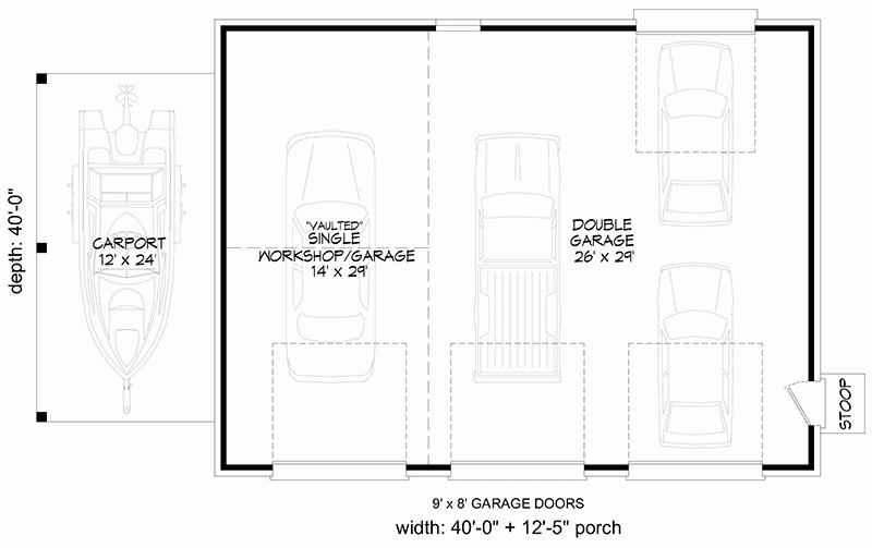 Plan 68761Vr: 3-Car Detached Garage With A Drive-Through Bay And A Carport in Designing the ultimate drive-through bay for hassle-free boat storage in 2026