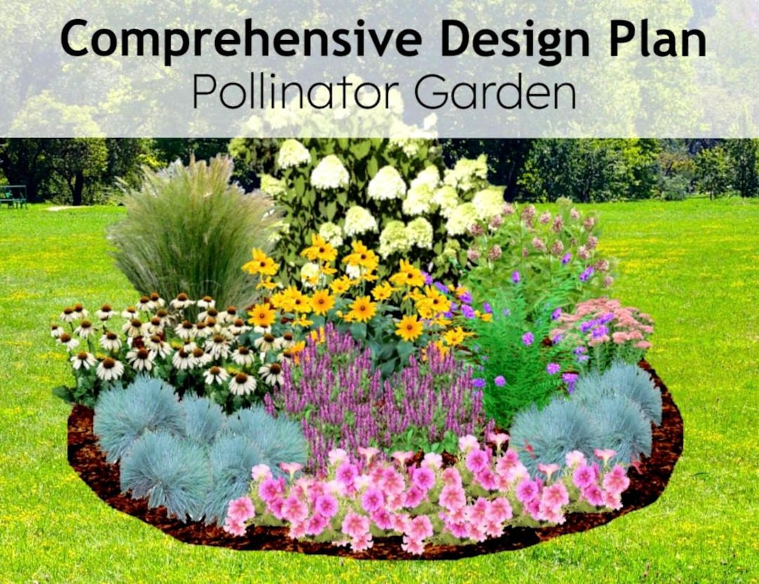Pollinator Garden Plan: Easy-Grow Perennial Flowerbed (Zones 4-9) - Etsy throughout Easy Garden Plans That Attract Tons of Pollinators to Your Yard This Year