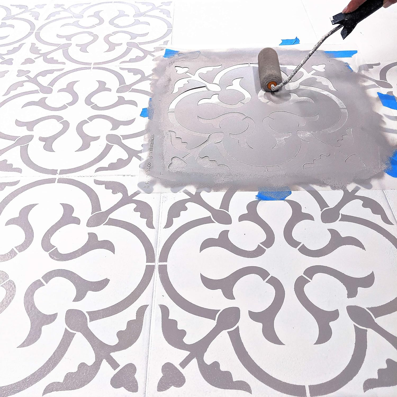 Stencilit® Scandinavian Floor Stencil 18X18 Inch | Large Stencils For ... within Mistakes to avoid when mapping out a large scale painted floor stencil project