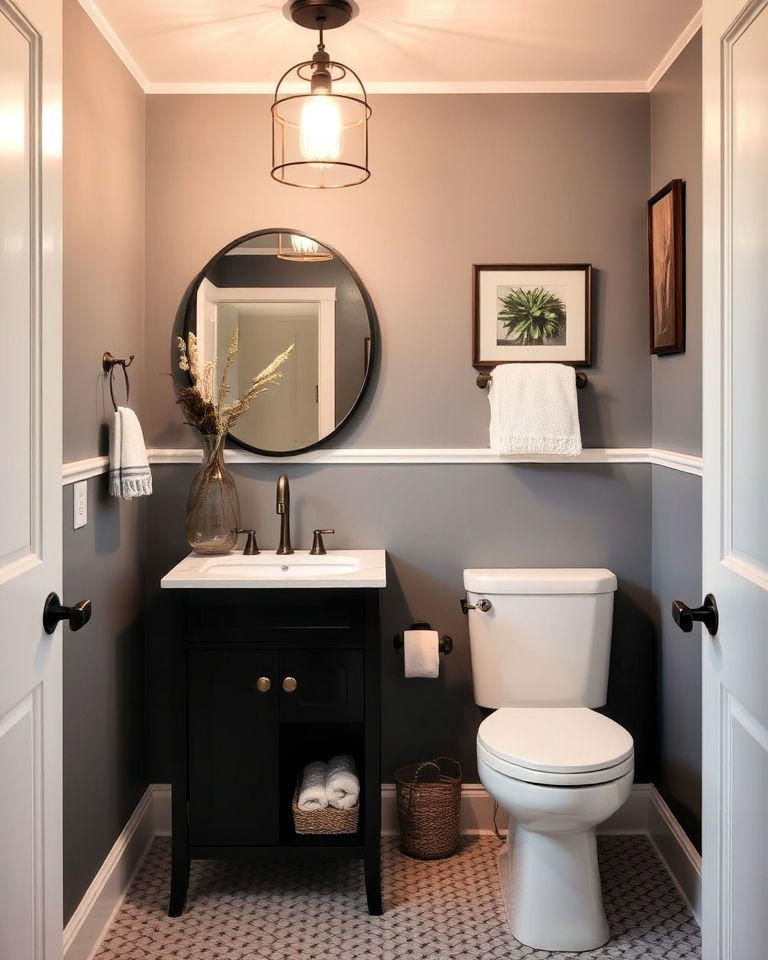 30 Small Powder Room Ideas To Impress Guests with Industrial Bathroom Design