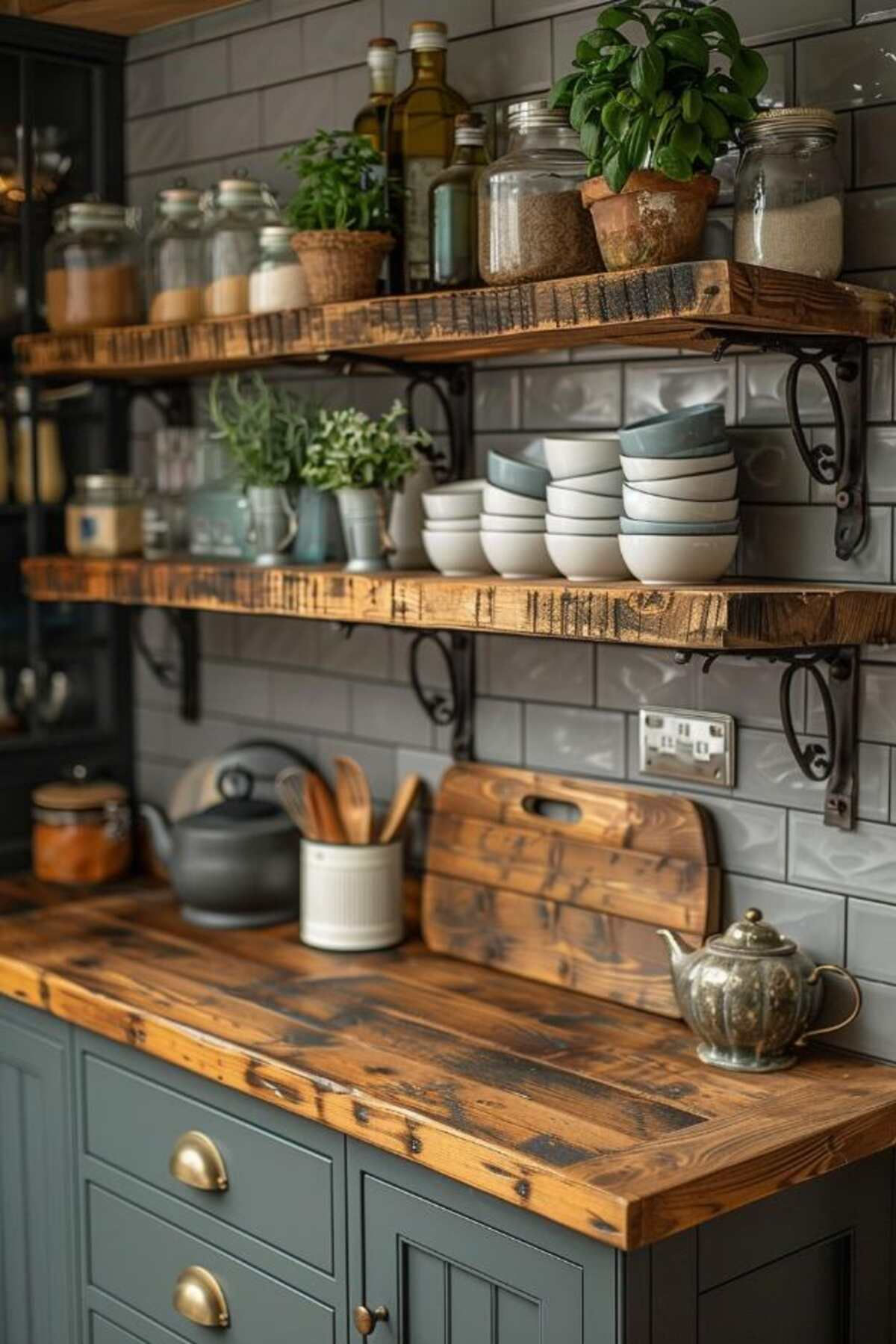 32 Open Shelving Kitchen Designs With Vintage Charm In 2024 | Rustic ... within Simple Ways to Bring Order and Charm to Your Kitchen Cabinets This Year