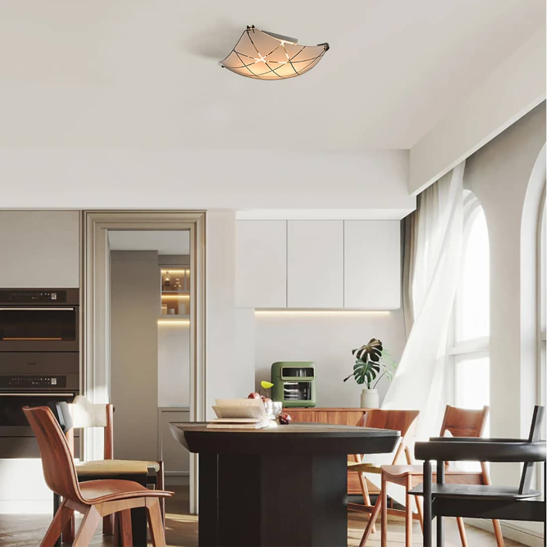 Brushed Nickel Criss-Crossing Lattice Pattern Flush Mount Ceiling ... within How the Right Nickel Ceiling Light Can Completely Change the Mood of Your Space
