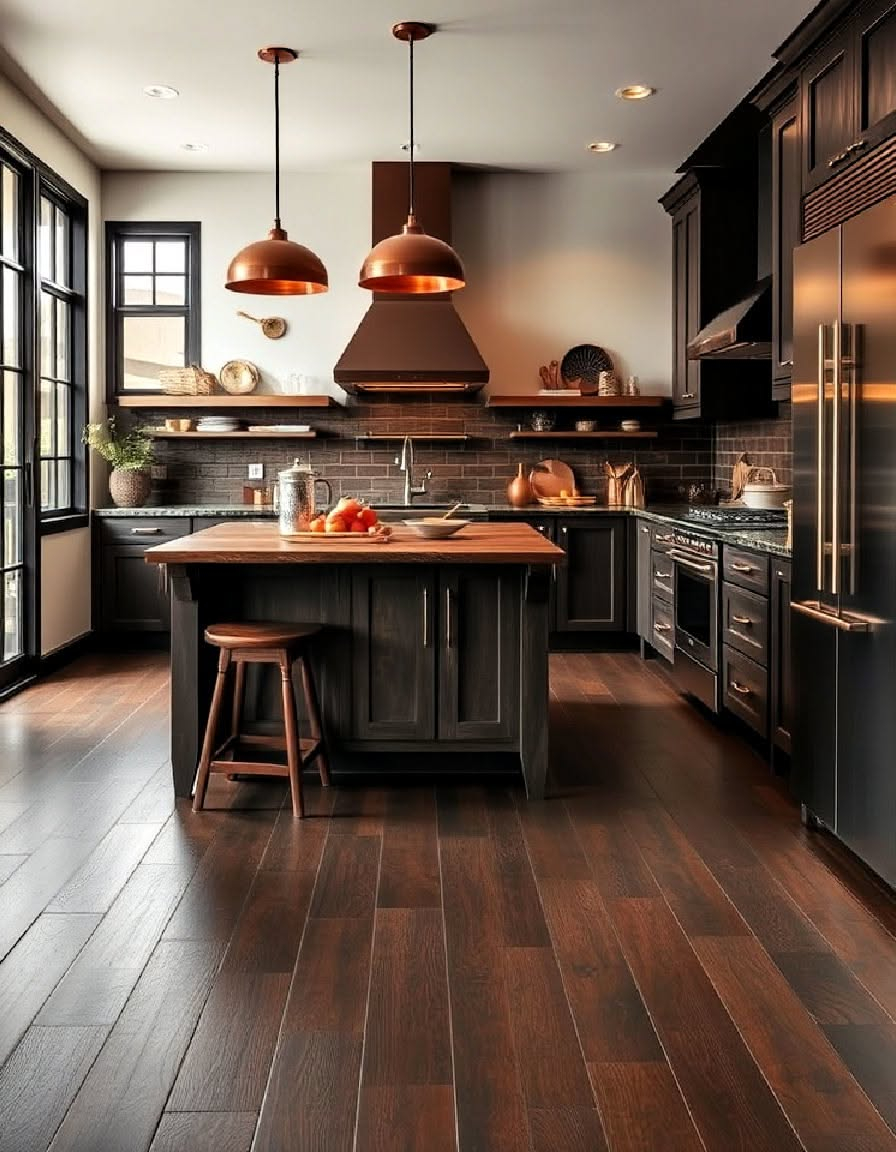 Dark Floor Kitchen in Illuminating dark kitchen floors using thoughtful architectural toe kick placement