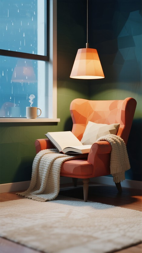 Free Cozy Reading Nook Image - Cozy, Reading, Armchair | Download At ... in Creating a convivial rainy day reading space with large tables and thoughtful lighting
