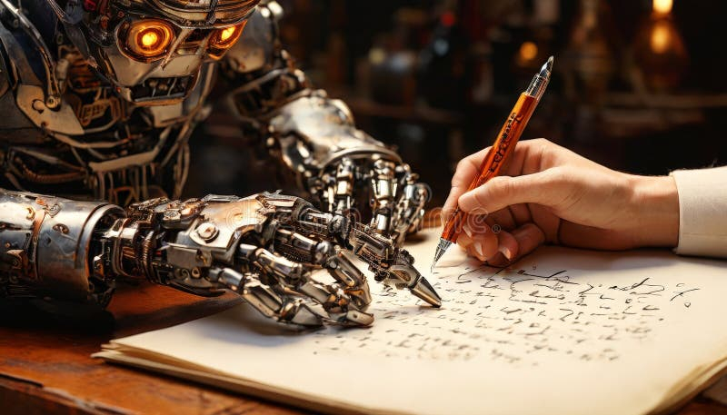 Humanoid Robot Collaborating With Human On Writing Task Stock Photo ... in Maintenance Manual Design