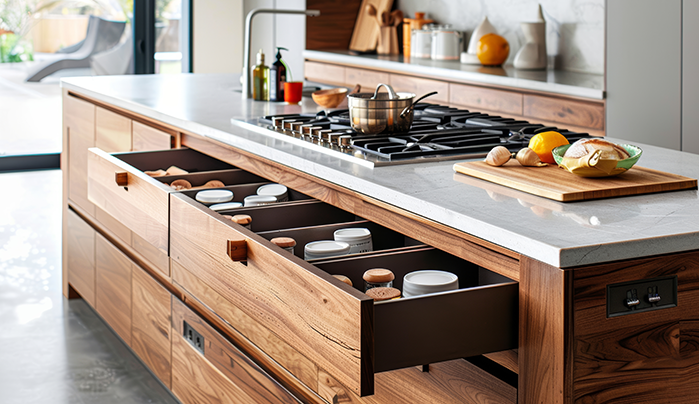 Kitchen Ke Drawer Design intended for How thoughtful kitchen drawer design takes the physical strain out of preparing family meals