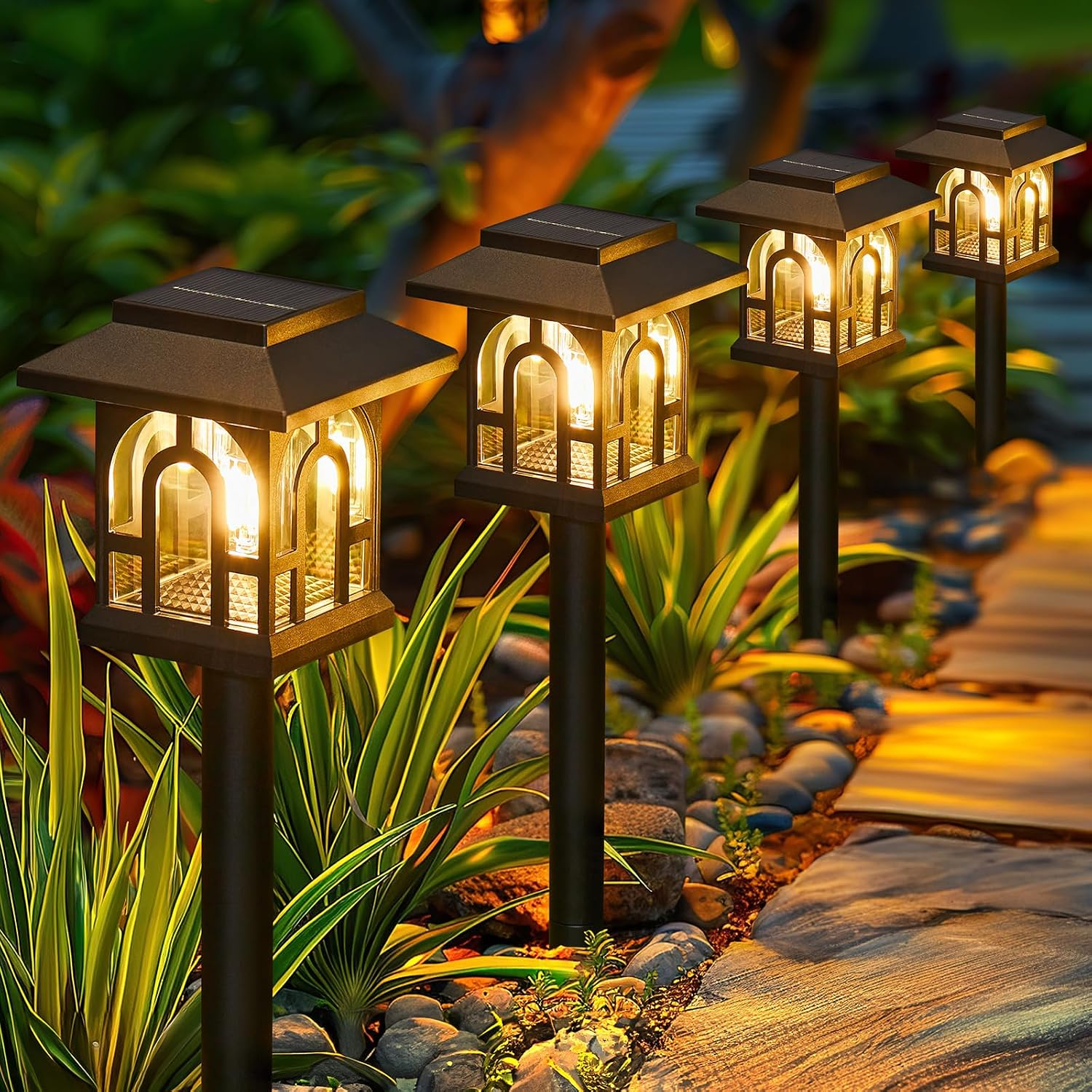Kooper Solar Pathway Lights Outdoor, 8 Pack Retro Solar Landscape Path ... intended for Solar Lighting Design