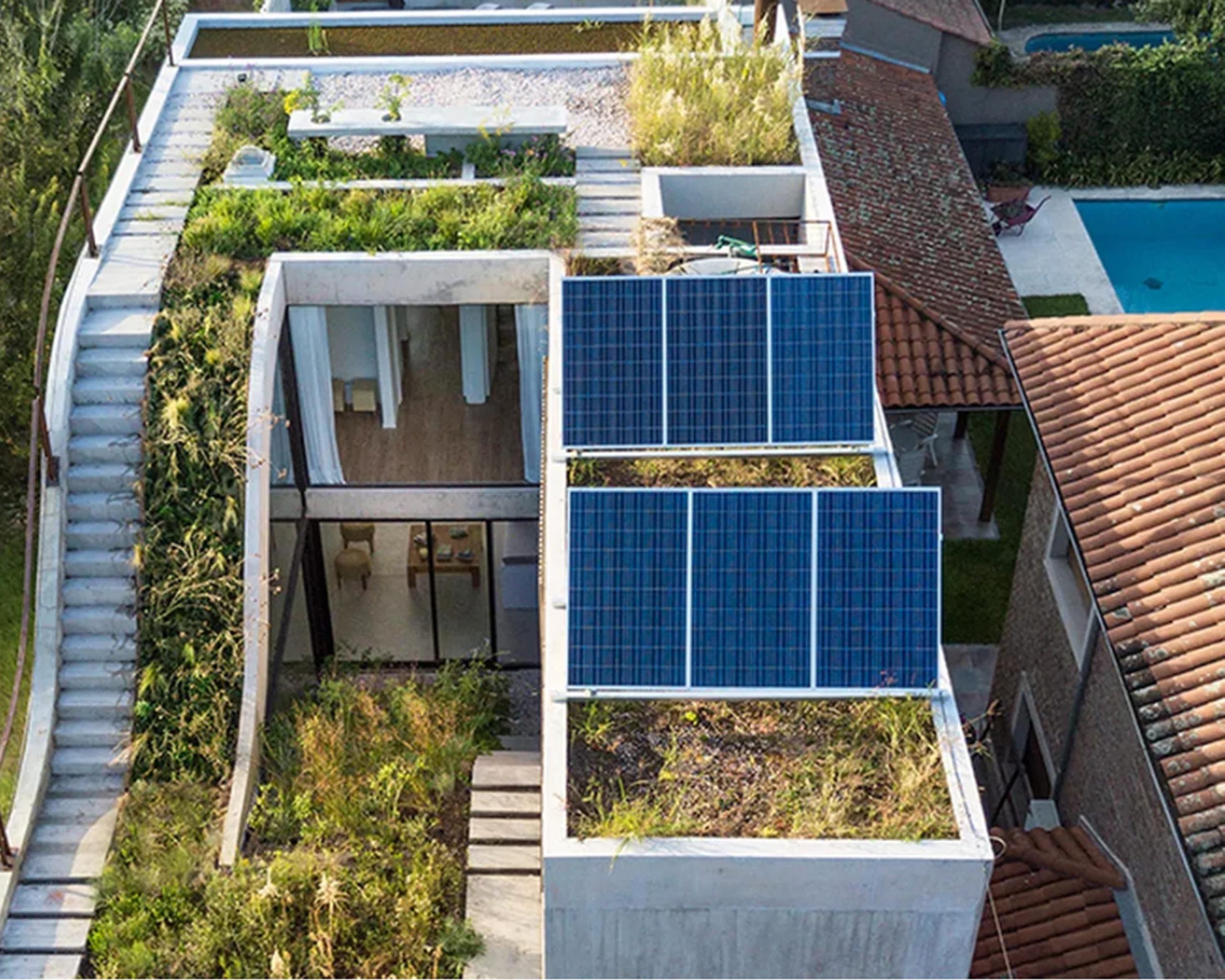 Memo House In San Isidro, Argentina With Solar Panels On The Roof | Eco ... for Bamboo Light Fixture