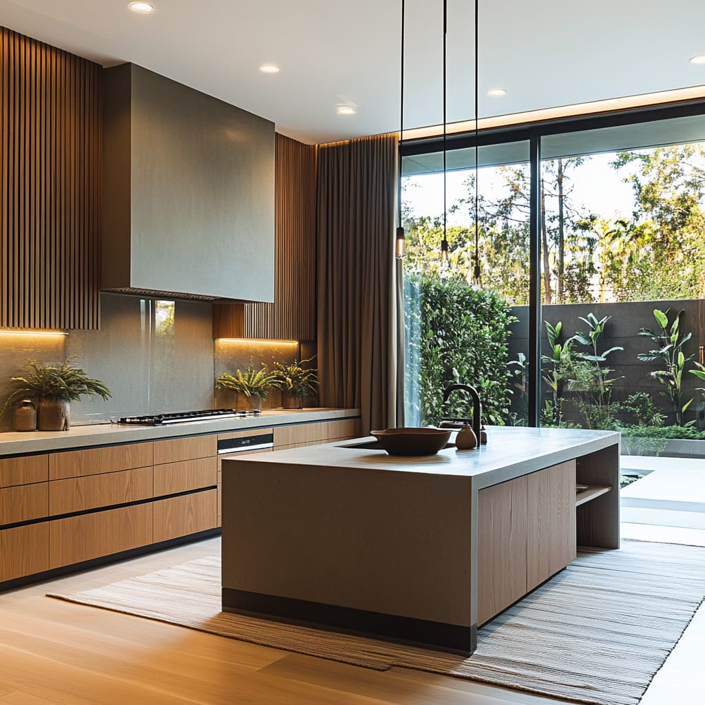 Mid-Century Modern Kitchen Designs With A Contemporary Edge in Creating Warmth in Modern Kitchens Through Innovative Lighting and Textures