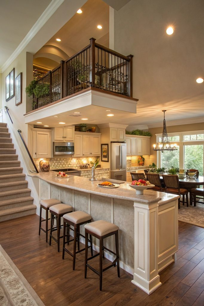 Crafting the Ultimate Social Hub Using a Multi-Tiered Kitchen Peninsula